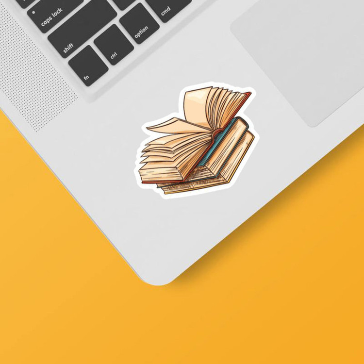 استیکر لپ تاپ و موبایل بووم طرح کتاب کد M26