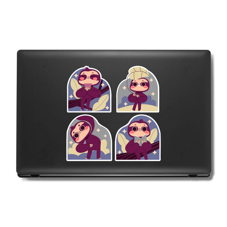 استیکر لپ تاپ و موبایل بووم طرح تنبل کد MR87 مجموعه 4 عددی