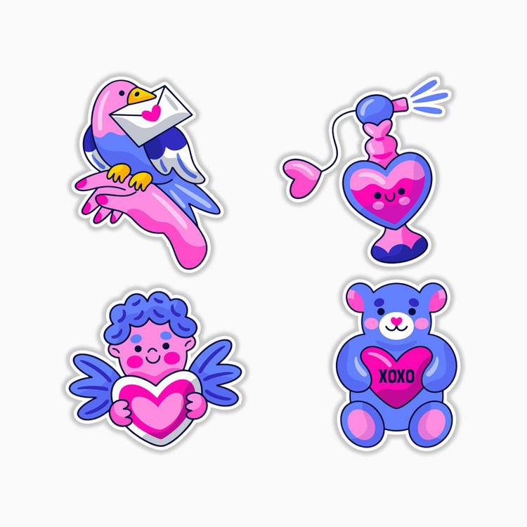استیکر لپ تاپ و موبایل بووم طرح کبوتر نامه بر مدل Love کد MR52 مجموعه 4 عددی