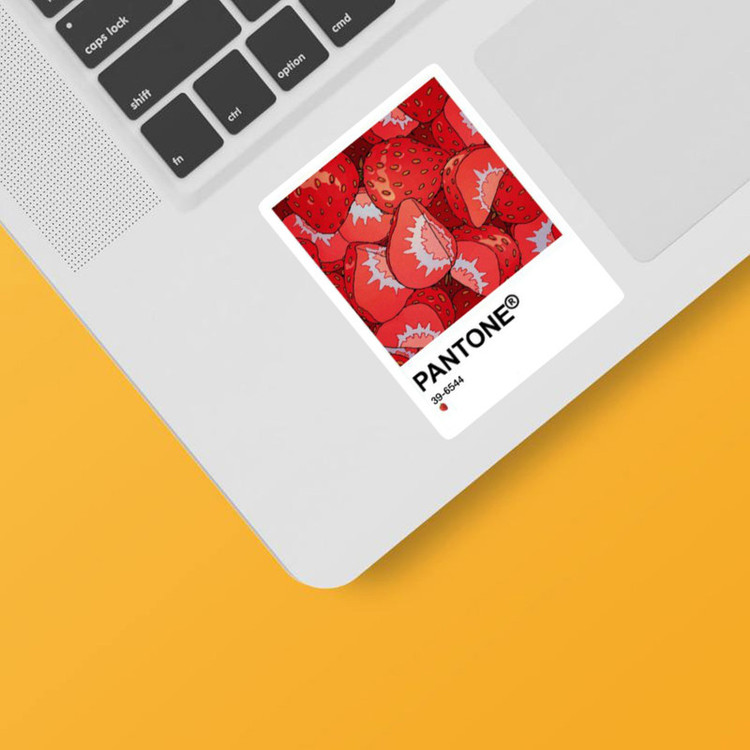 استیکر لپ تاپ و موبایل بووم طرح نقاشی پنتون مدل Strawberry کد MR34
