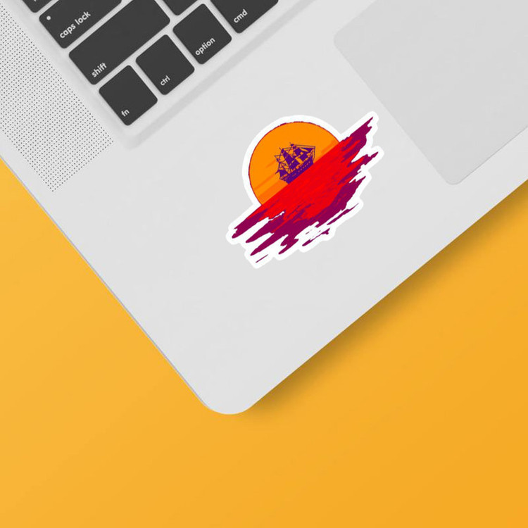 استیکر لپ تاپ و موبایل بووم طرح کشتی مدل غروب کد mr30