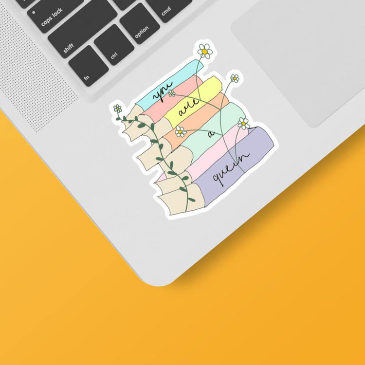 استیکر لپ تاپ و موبایل بووم طرح کتاب مدل ملکه کد mm4