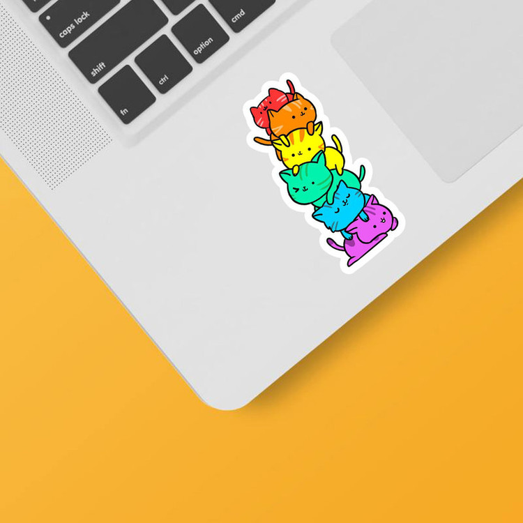 استیکر لپ تاپ و موبایل بووم طرح گربه رنگی کد mm85