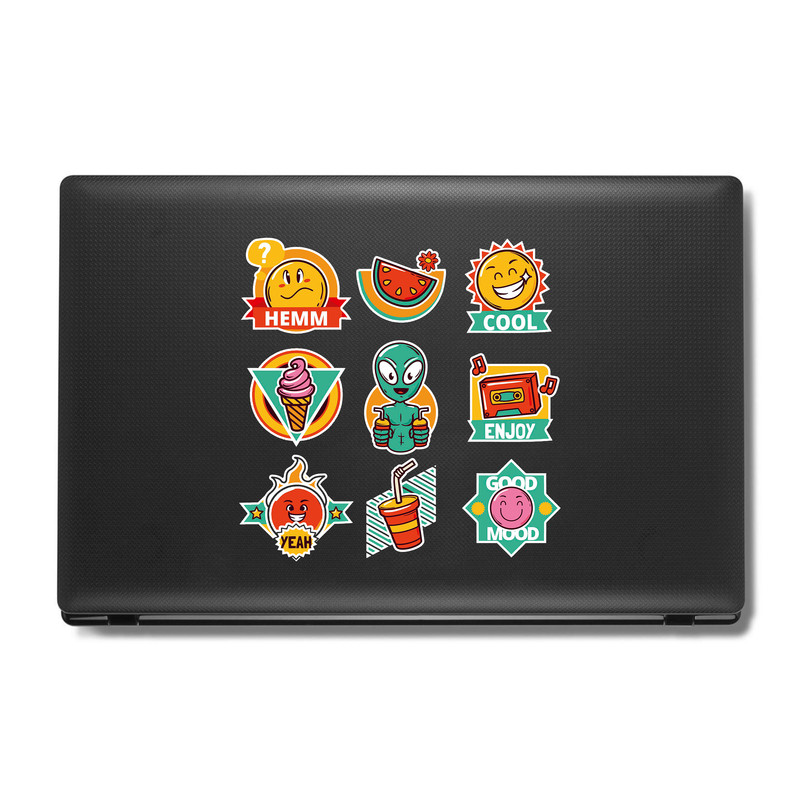 استیکر لپ تاپ و موبایل بووم طرح کارتونی کد MR132 مجموعه 9 عددی