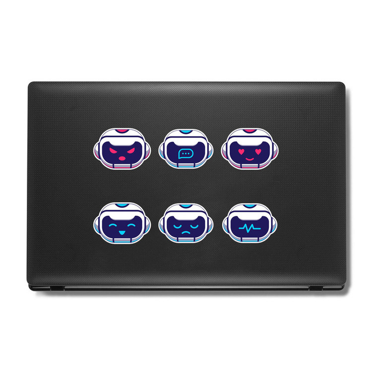 استیکر لپ تاپ و موبایل بووم طرح ربات مدل Emoticon کد MR139 مجموعه 6 عددی