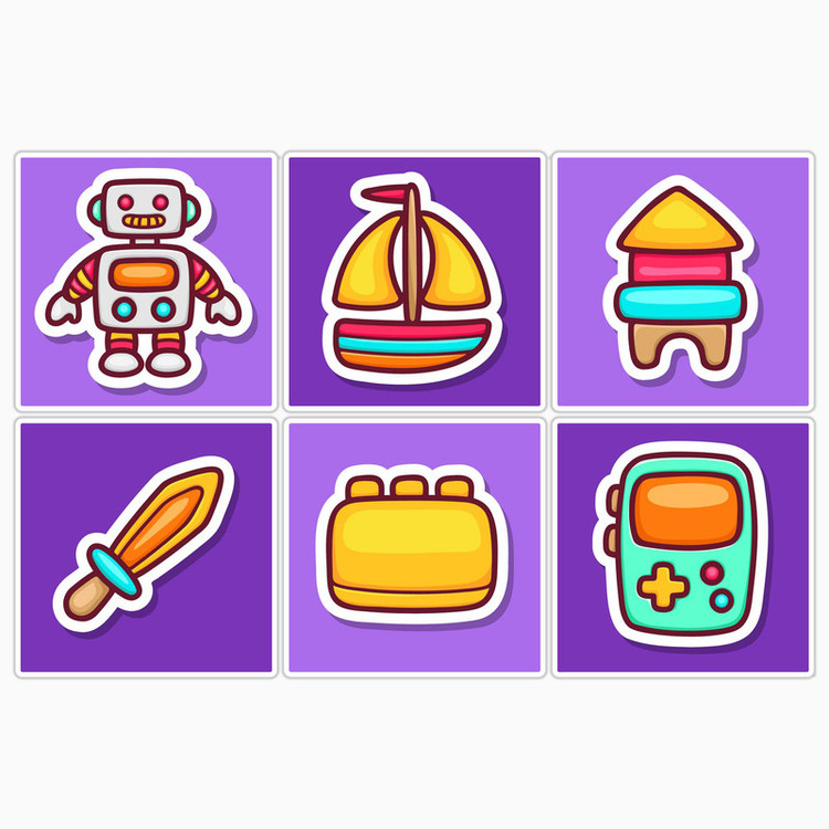 استیکر لپ تاپ و موبایل بووم طرح اسباب بازی مدل Doodle کد MA24 مجموعه 6 عددی