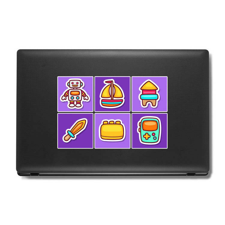 استیکر لپ تاپ و موبایل بووم طرح اسباب بازی مدل Doodle کد MA24 مجموعه 6 عددی