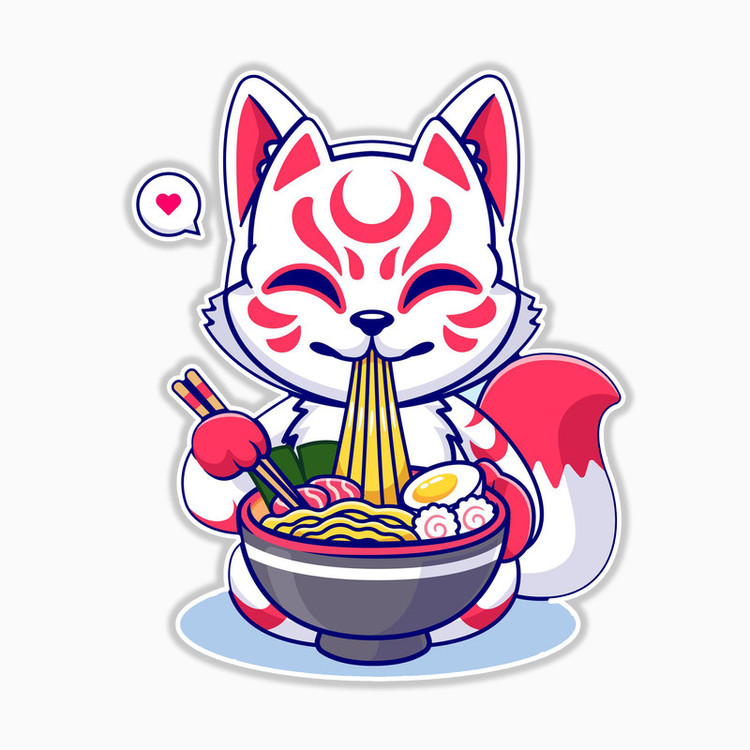 استیکر لپ تاپ و موبایل بووم طرح روباه مدل Ramen کد MR80