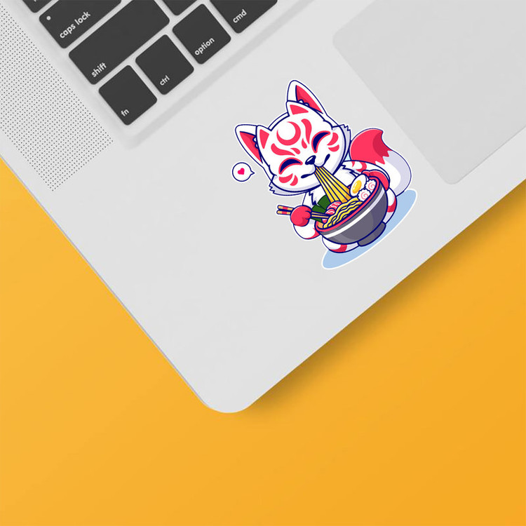 استیکر لپ تاپ و موبایل بووم طرح روباه مدل Ramen کد MR80