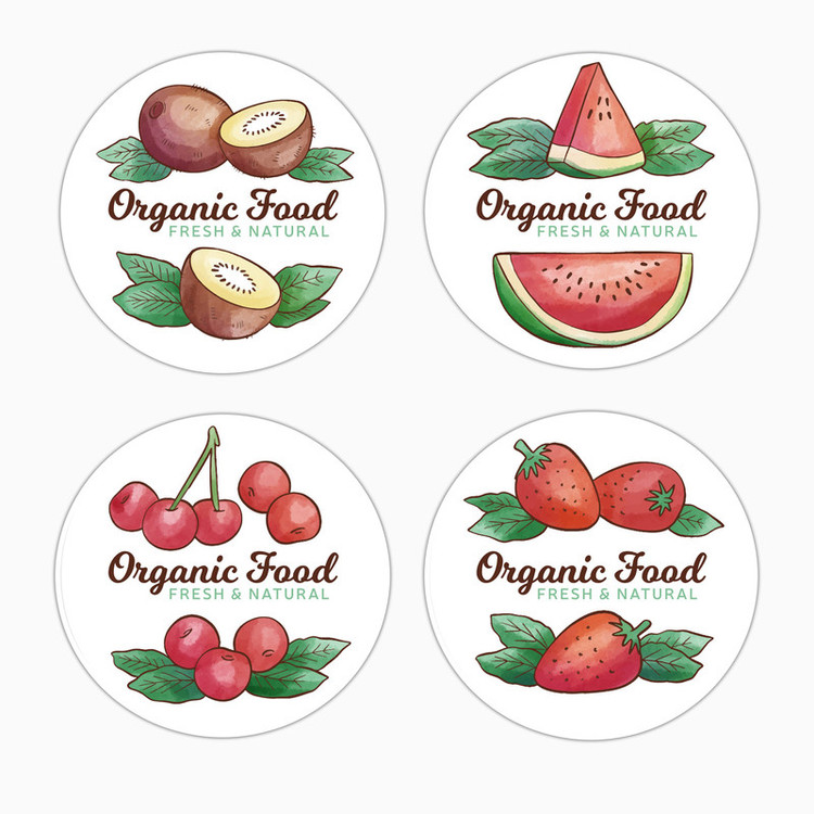 استیکر لپ تاپ و موبایل بووم طرح لیبل خوراکی مدل Frouts کد MD9 مجموعه 4 عددی