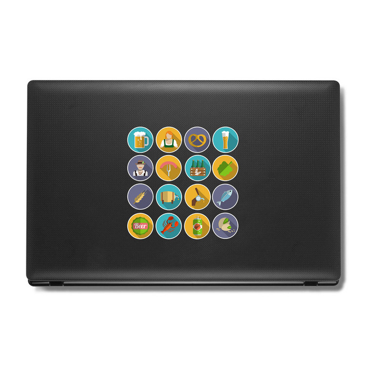 استیکر لپ تاپ و موبایل بووم طرح آبجو کد MM124 مجموعه 16 عددی