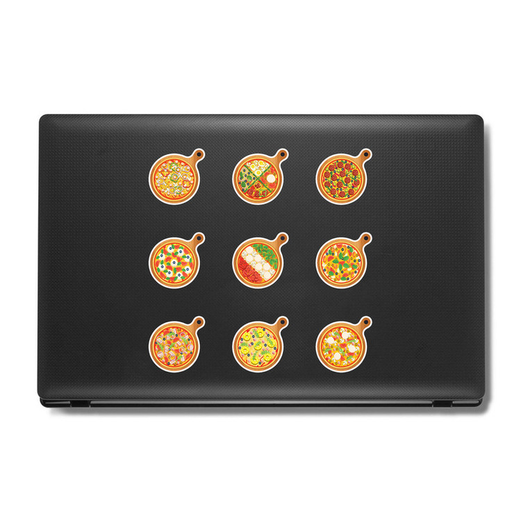 استیکر لپ تاپ و موبایل بووم طرح پیتزا ایتالیایی کد MM115 مجموعه 9 عددی
