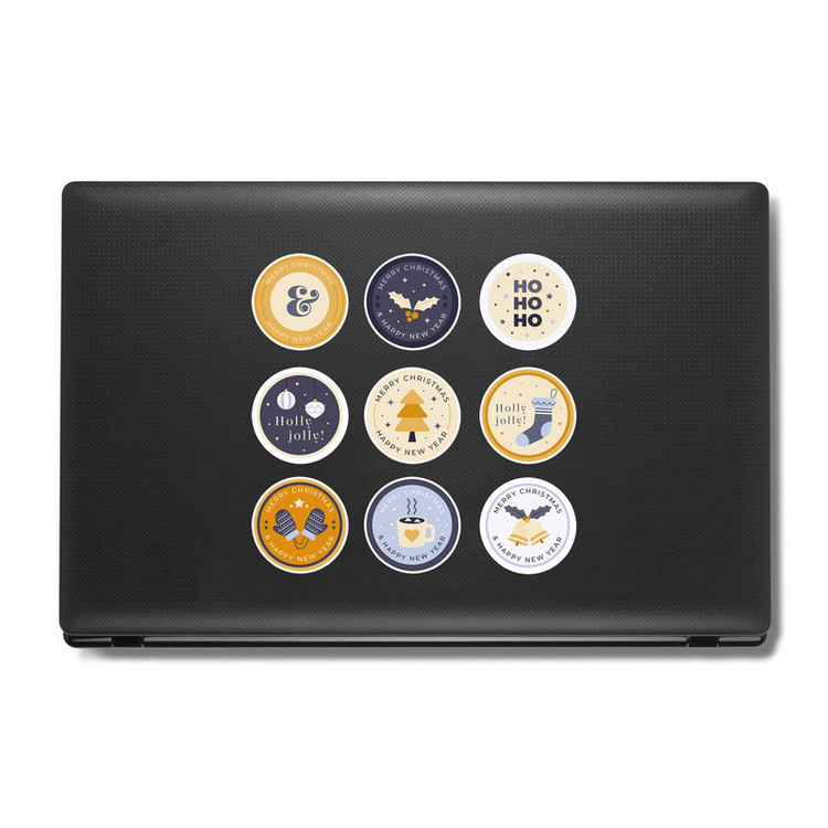 استیکر لپ تاپ و موبایل بووم طرح لیبل کریسمس کد MM129 مجموعه 9 عددی