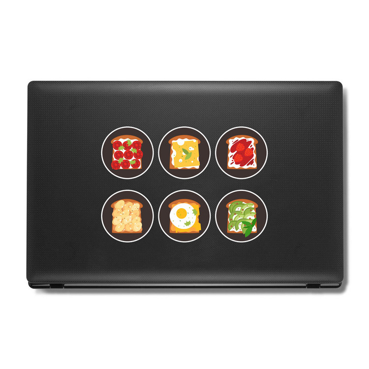 استیکر لپ تاپ و موبایل بووم طرح غذاهای خوشمزه کد MM111 مجموعه 6 عددی