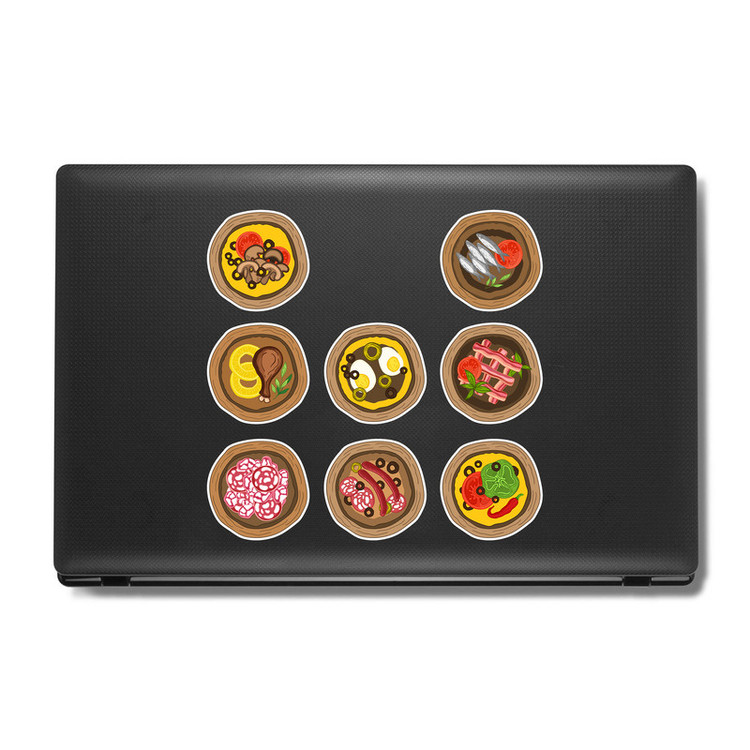 استیکر لپ تاپ و موبایل بووم طرح پیتزا مدل عجیب ترینها کد MM120 مجموعه 8 عددی