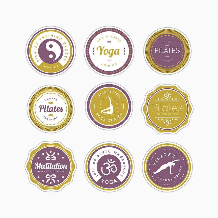 استیکر لپ تاپ و موبایل بووم طرح یوگا مدل Pilates کد MD39 مجموعه 9 عددی