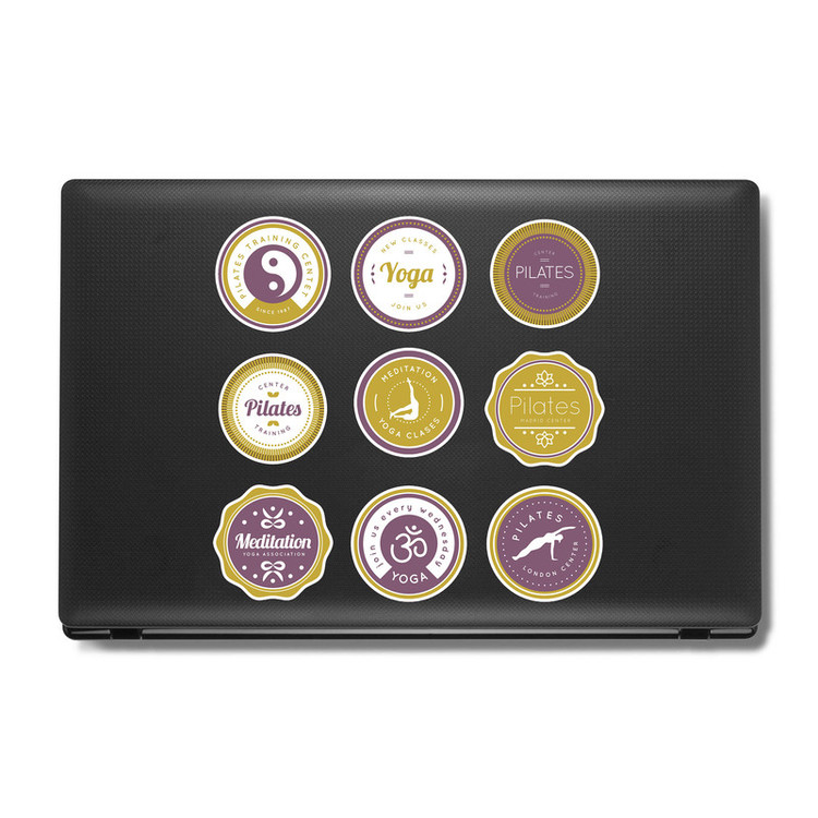 استیکر لپ تاپ و موبایل بووم طرح یوگا مدل Pilates کد MD39 مجموعه 9 عددی