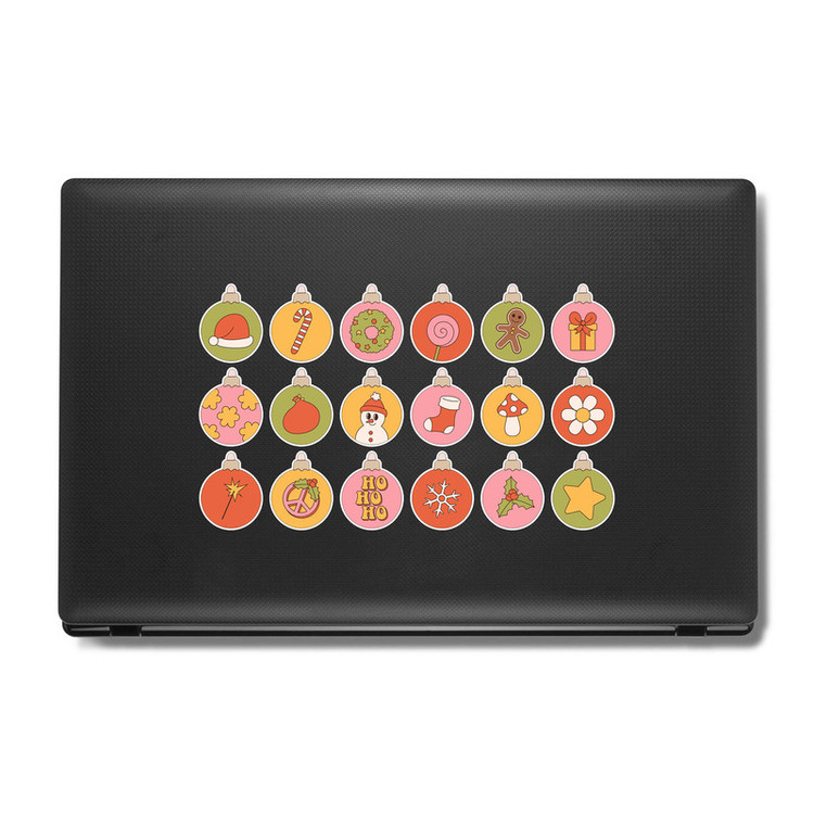 استیکر لپ تاپ و موبایل بووم طرح کریسمس رترو مدل Groovy کد MA63 مجموعه 18 عددی