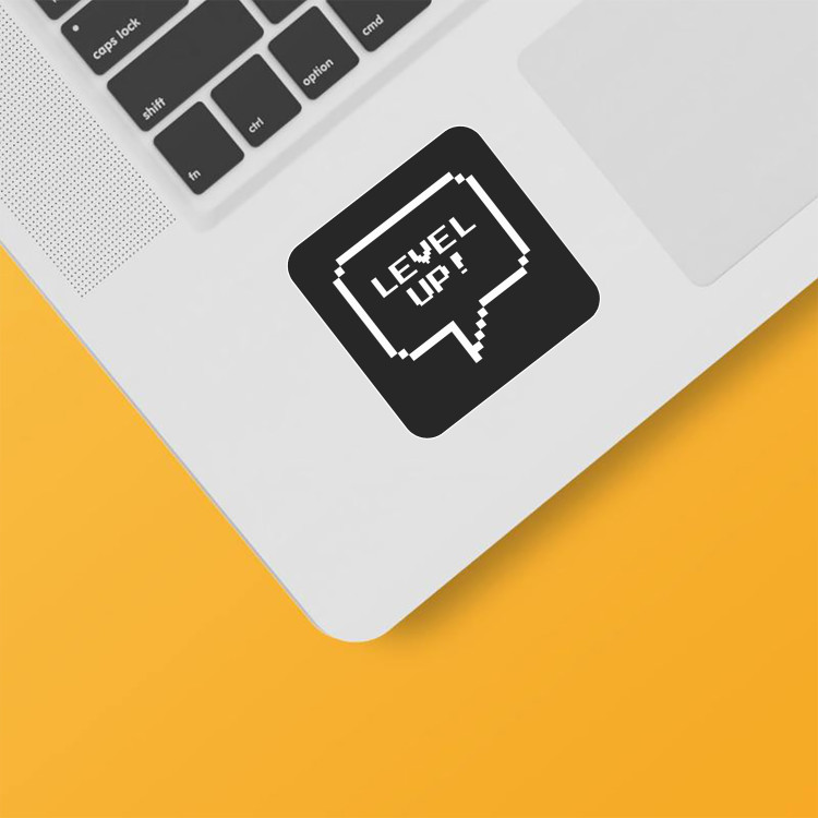 استیکر لپ تاپ و موبایل بووم طرح نوشته مدل lvl up کد BM8