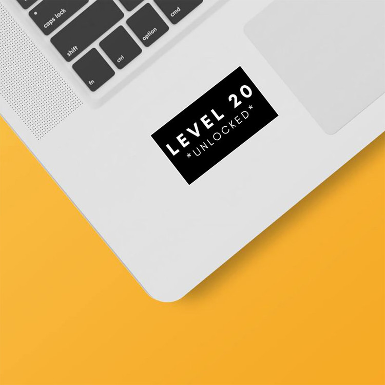 استیکر لپ تاپ و موبایل بووم طرح نوشته مدل lvl20 کد BM9