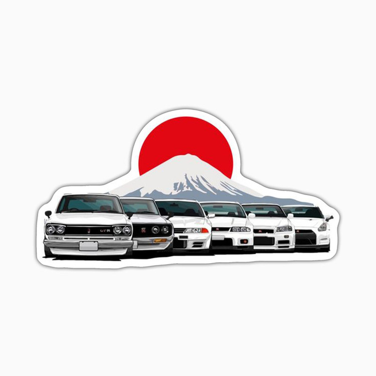 استیکر لپ تاپ و موبایل بووم طرح ماشین مدل Generations Of Nissan GTR کد UV017