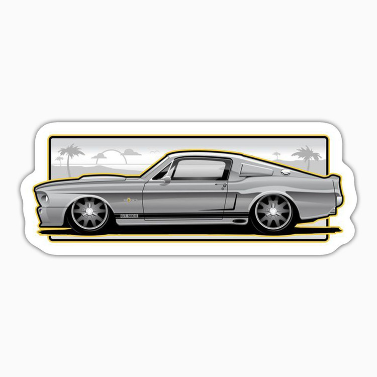 استیکر لپ تاپ و موبایل بووم طرح ماشین مدل Mustang 1967 کد UV057