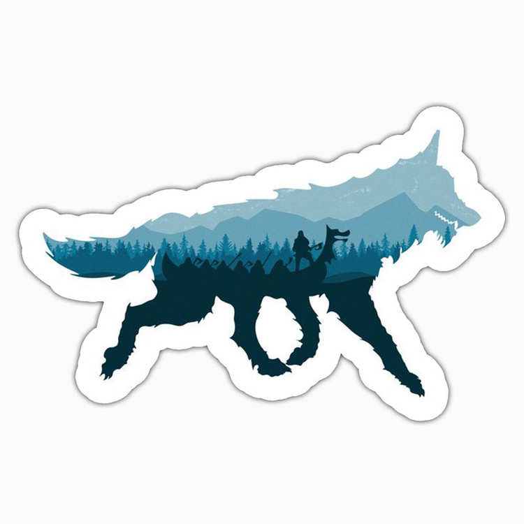 استیکر لپ تاپ و موبایل بووم طرح گرگ مدل Vikings کد UV006