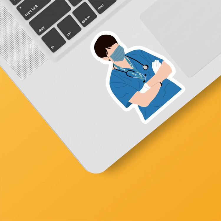 استیکر لپ تاپ و موبایل بووم طرح پرستار کد ET43