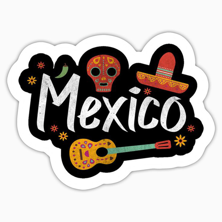 استیکر لپ تاپ و موبایل بووم طرح نوشته مدل Mexico کد LA88