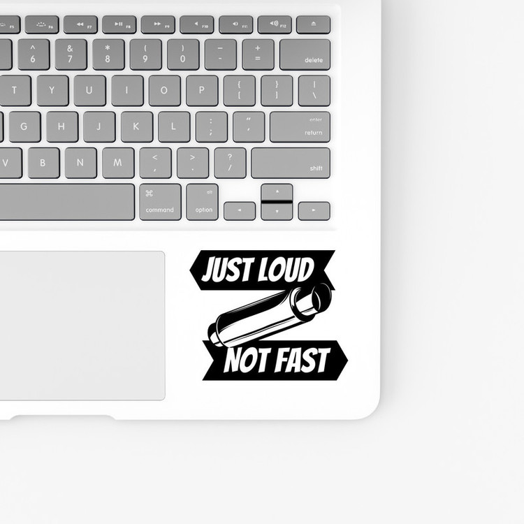 استیکر لپ تاپ و موبایل بووم طرح نوشته مدل Just Loud Not Fast کد LA84