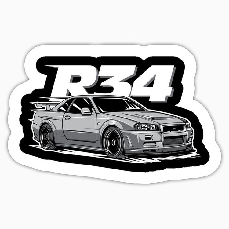 استیکر لپ تاپ و موبایل بووم طرح ماشین مدل Nissan R34 کد LA51