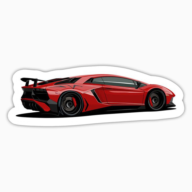 استیکر لپ تاپ و موبایل بووم طرح ماشین مدل Lamborgini قرمز کد LA89