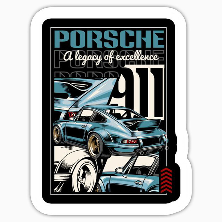 استیکر لپ تاپ و موبایل بووم طرح ماشین مدل Porsche 911 کد LA39