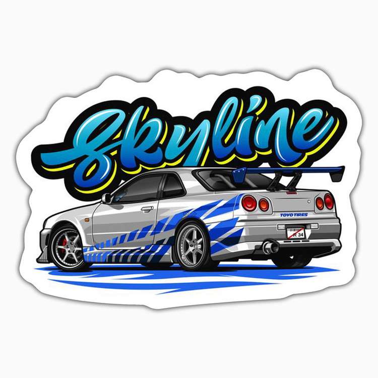 استیکر لپ تاپ و موبایل بووم طرح ماشین مدل GTR Skyline کد LA01