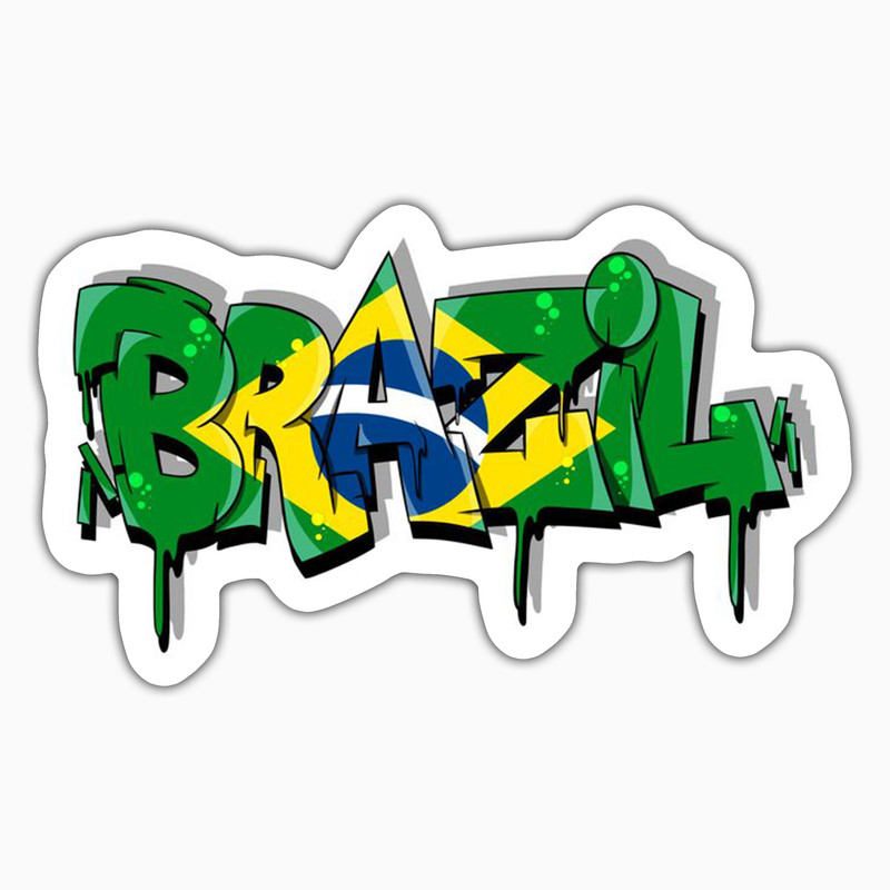 استیکر لپ تاپ و موبایل بووم طرح نوشته مدل Brazil کد ZX028