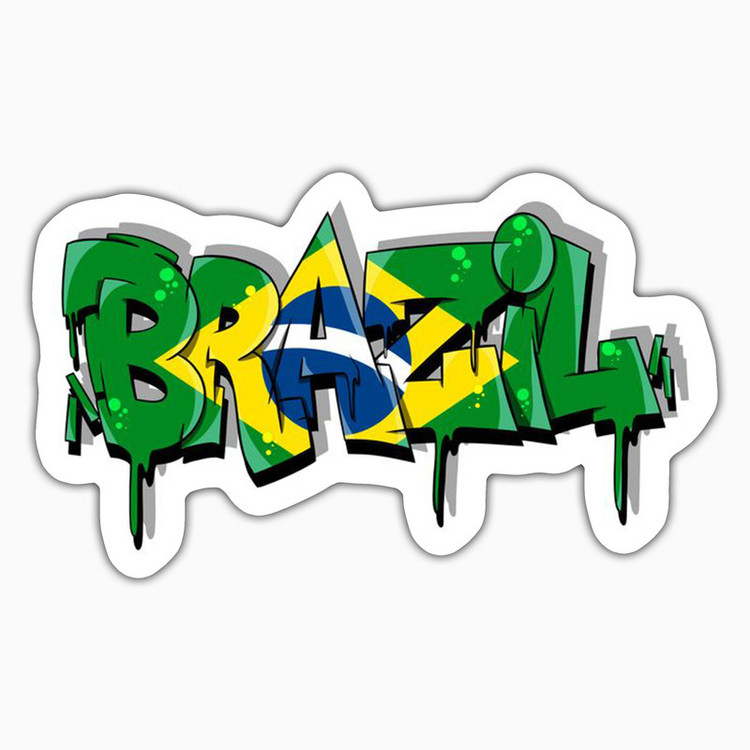 استیکر لپ تاپ و موبایل بووم طرح نوشته مدل Brazil کد ZX028