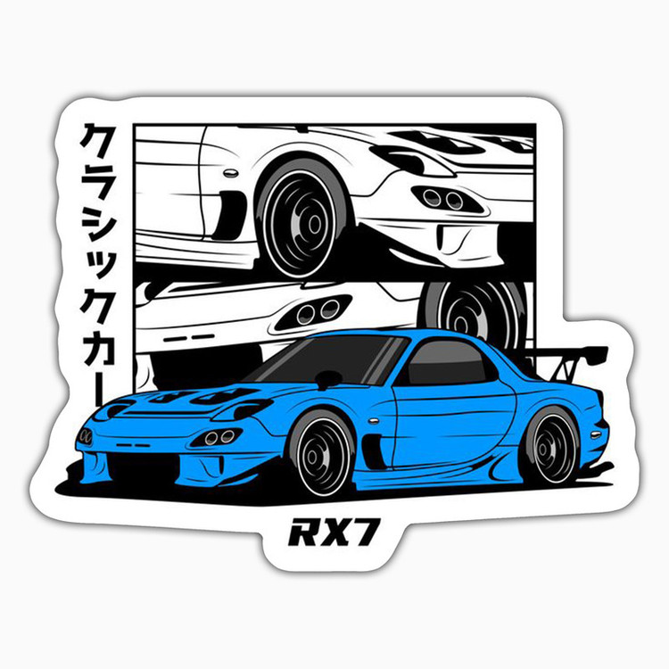 استیکر لپ تاپ و موبایل بووم طرح ماشین مدل RX7 کد ZX004