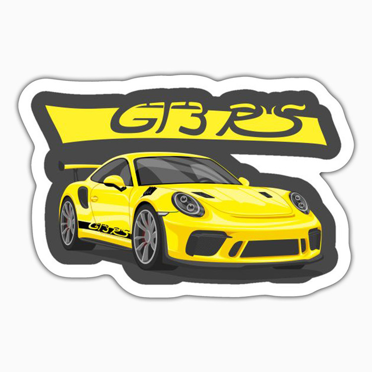 استیکر لپ تاپ و موبایل بووم طرح ماشین مدل Porsche GT3 RS زرد کد ZX035