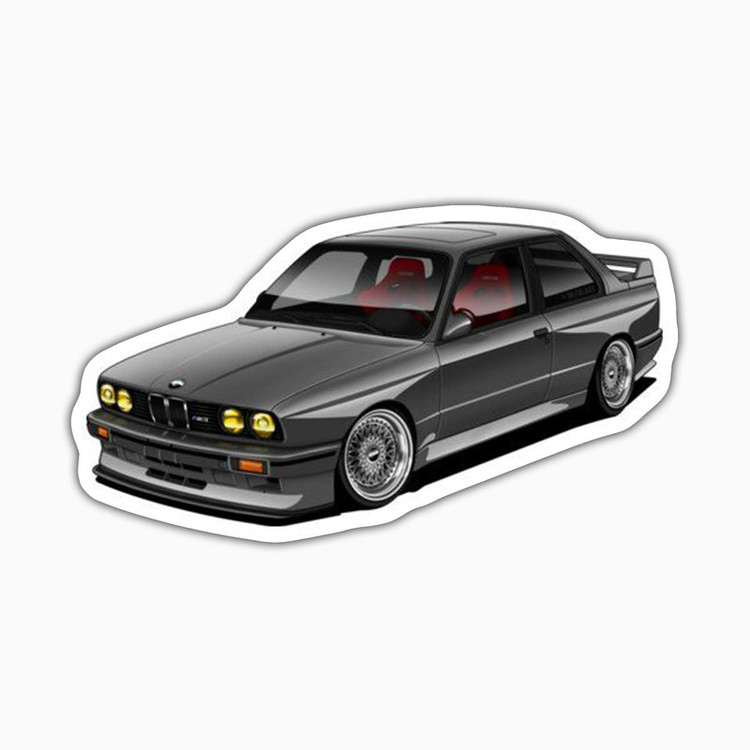 استیکر لپ تاپ و موبایل بووم طرح ماشین مدل BMW خاکستری کد ZX017