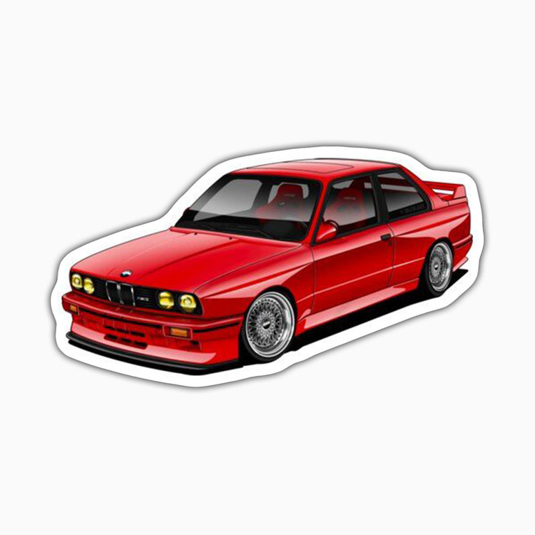استیکر لپ تاپ و موبایل بووم طرح ماشین مدل BMW قرمز کد ZX014