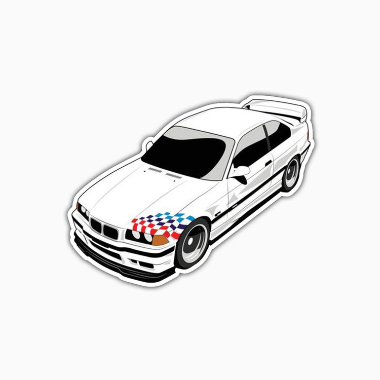 استیکر لپ تاپ و موبایل بووم طرح ماشین مدل BMW E36 کد ZX005