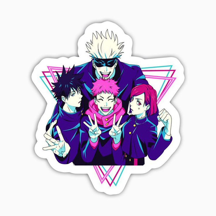 استیکر لپ تاپ و موبایل بووم طرح انیمه Jujutsu Kaisen مدل Golden Trio کد BM134