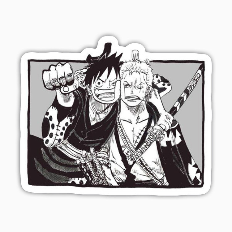 استیکر لپ تاپ و موبایل بووم طرح انیمه One Piece مدل Luffy Zoro کد JD47