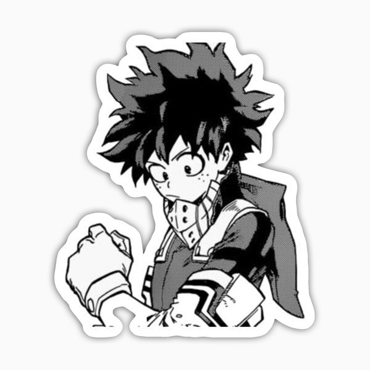 استیکر لپ تاپ و موبایل بووم طرح انیمه My Hero Academy مدل Deku سیاه سفید کد JD5
