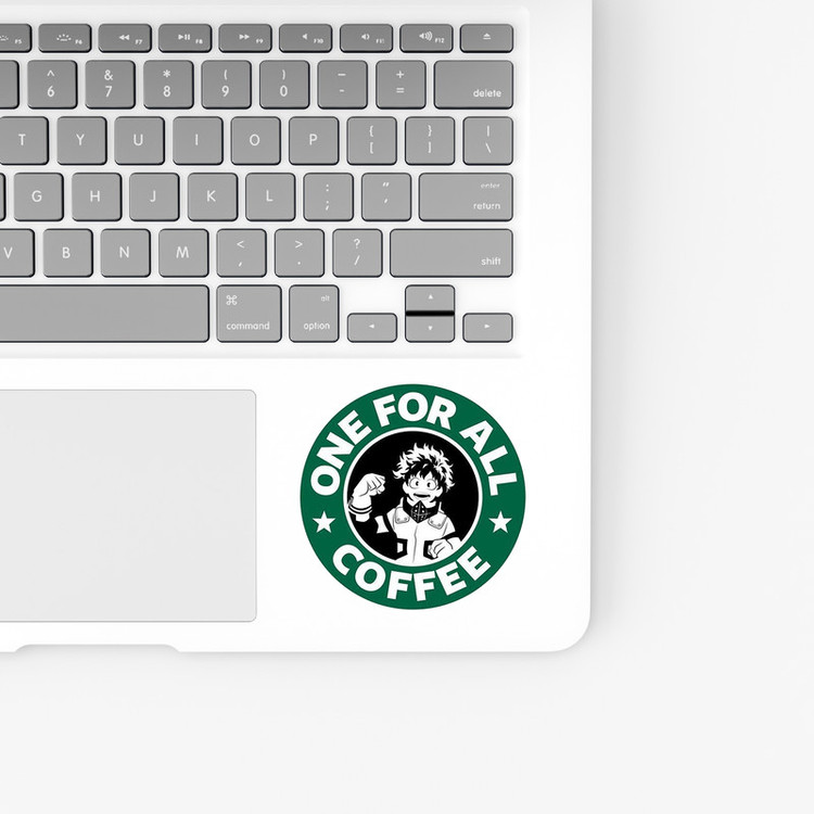 استیکر لپ تاپ و موبایل بووم طرح One For All Coffee مدل Deku کد BG29