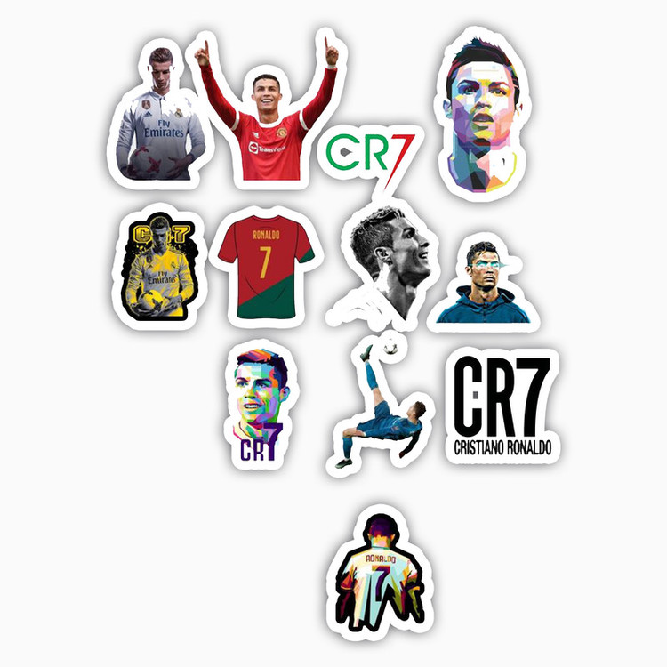 استیکر لپ تاپ و موبایل بووم طرح رونالدو مدل CR7 کد BG19 مجموعه 10 عددی
