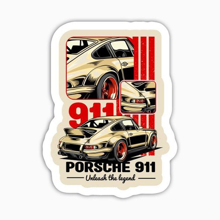 استیکر لپ تاپ و موبایل بووم طرح ماشین مدل Porsche 911 Unleash کد KT85