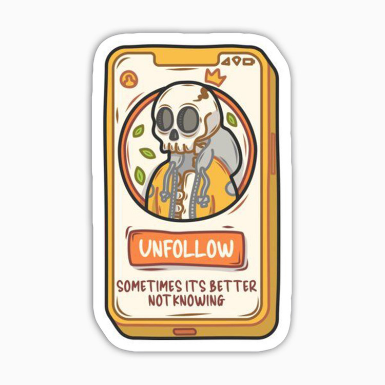 استیکر لپ تاپ و موبایل بووم طرح اسکلت مدل Unfollow کد FD46
