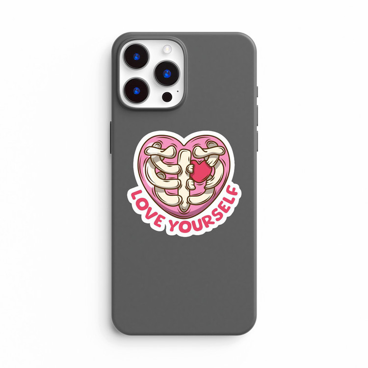 استیکر لپ تاپ و موبایل بووم طرح قلب صورتی مدل Love Yourself کد FD26
