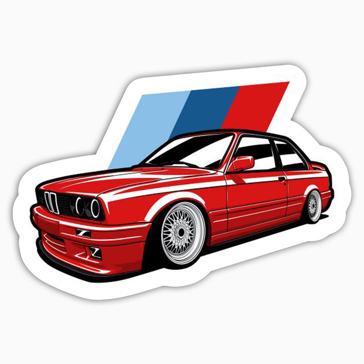 استیکر لپ تاپ و موبایل بووم طرح ماشین مدل BMW E30 Classic کد KT26